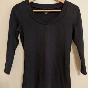 Business Casual Black V-Neck Blouse